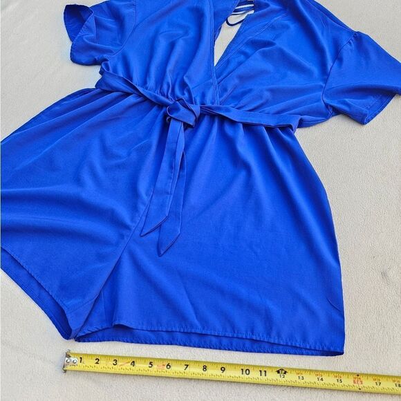 Shein Curve Royal Blue Deep V-Neck Short Sleeve Romper Size 1XL - Picture 6 of 12